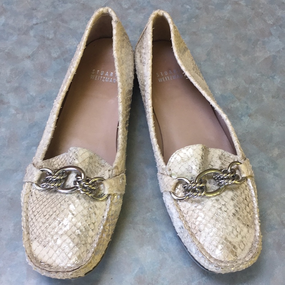Stuart Weitzman cream leather loafers ( sz 8)
